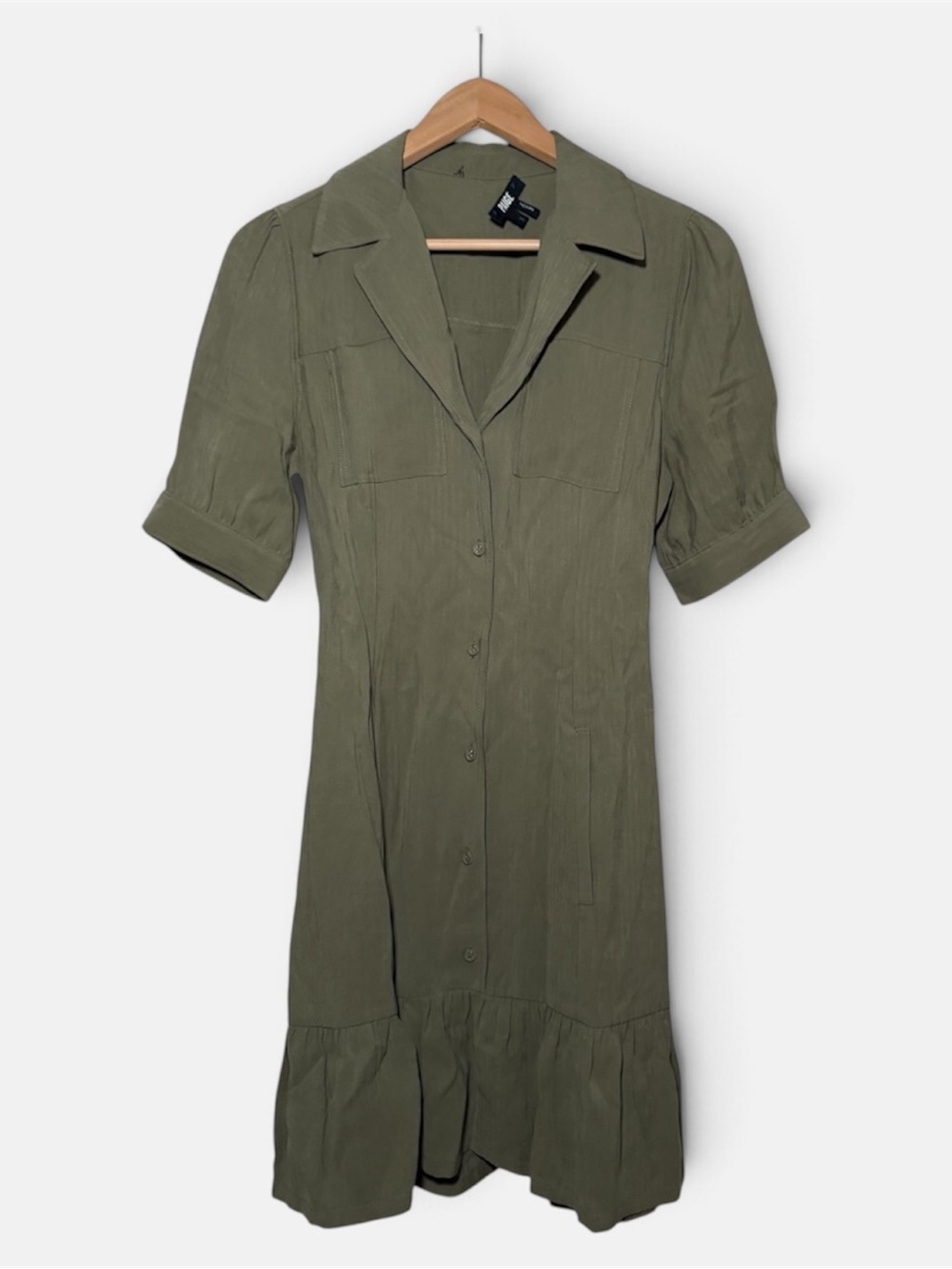 PAIGE Mayslie Puff Sleeve Self-Belt Dress, Size S, in the color Cactus